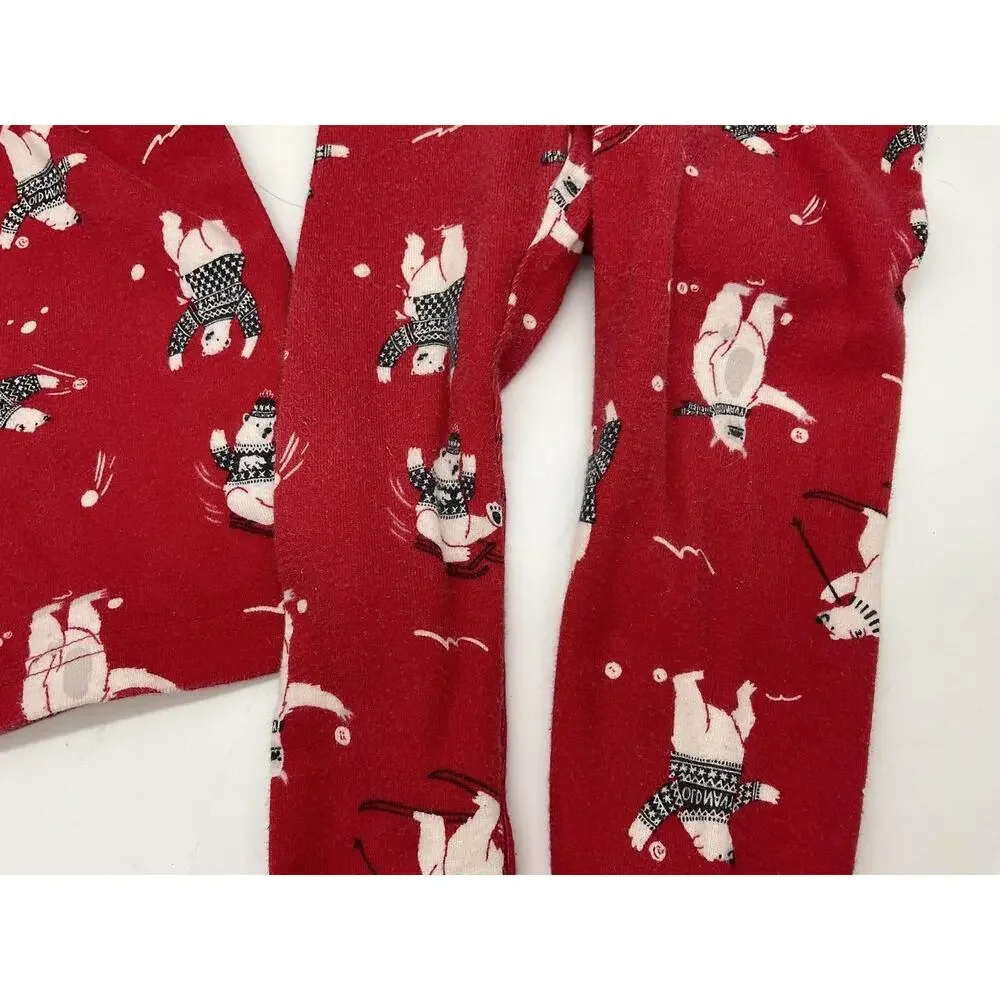 Old‎ Navy Pajama Set Kids 2T Red Polar Bear Print Long Sleeve Shirt Pants Winter